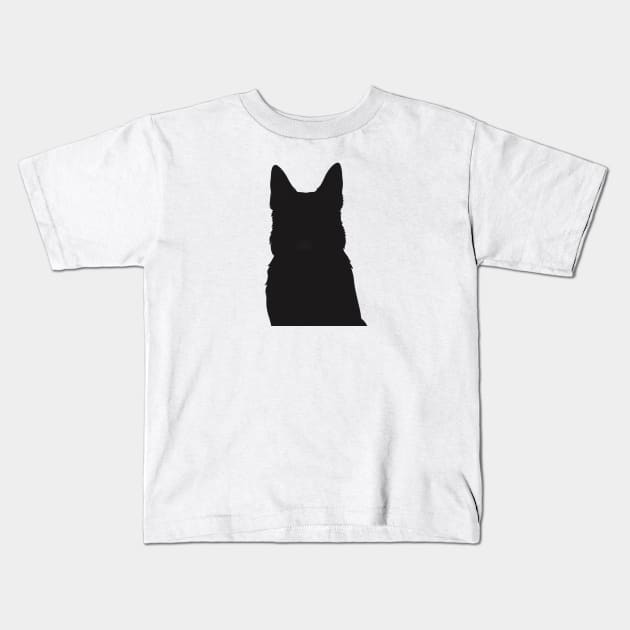 Silhouette of Black German Shepherd Kids T-Shirt by Perspektiva